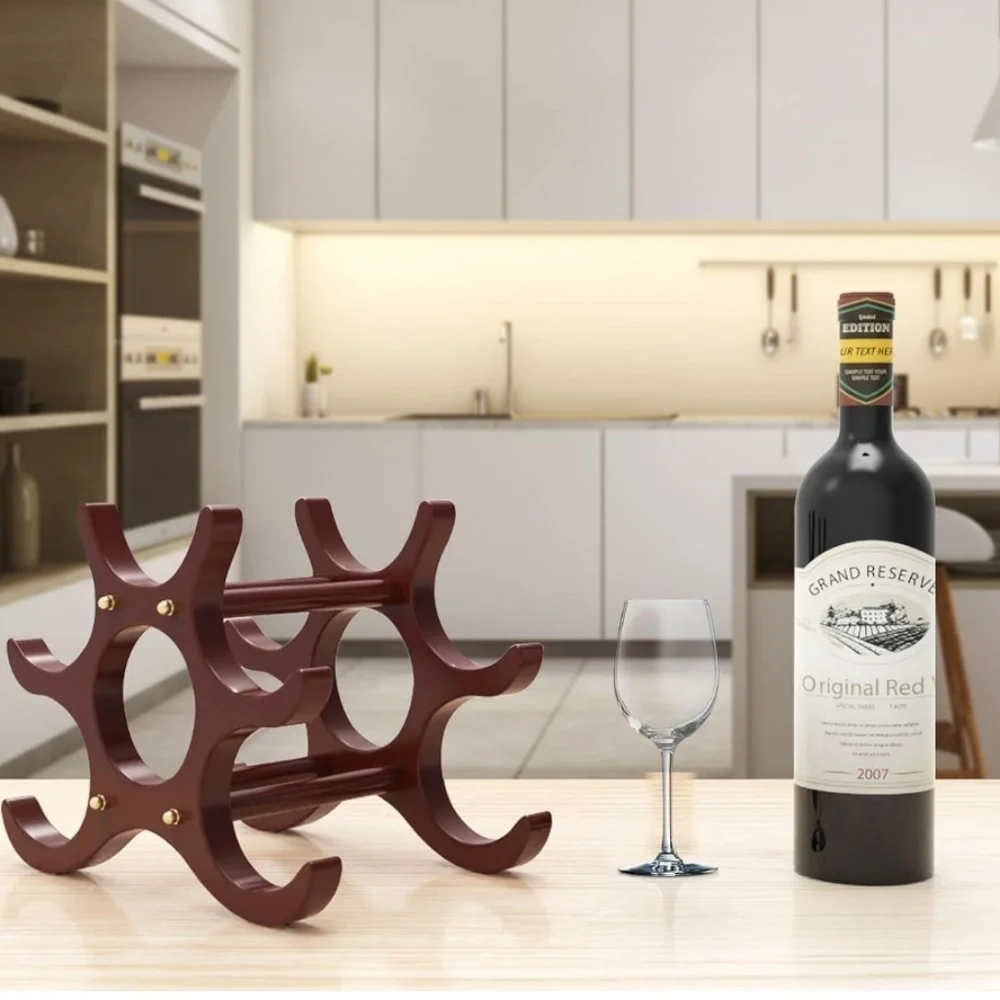 Wood‎ Wine Storage Racks Countertop, 6 Bottle